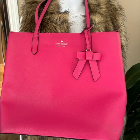 kate spade Hot Pink Bow Saffiano Tote - Picture 5 of 16